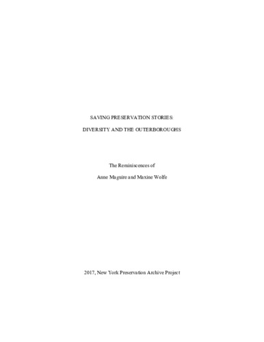 Transcript of MAxine Wolfe and Anne Maquire  Oral History